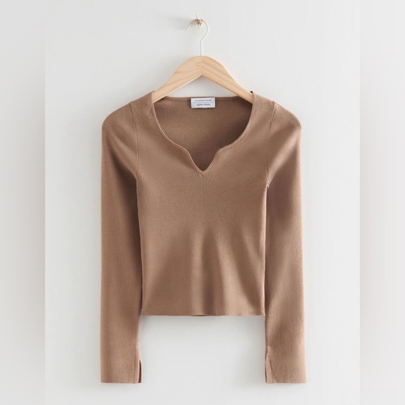 BNWT & Other Stories sweetheart neck rib top in brown size small - Picture 2 of 8